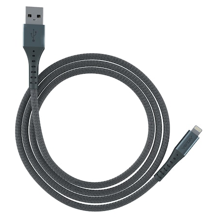 Chargesync Alloy USB A To Apple Lightning Cable 10ft, Steel Gray